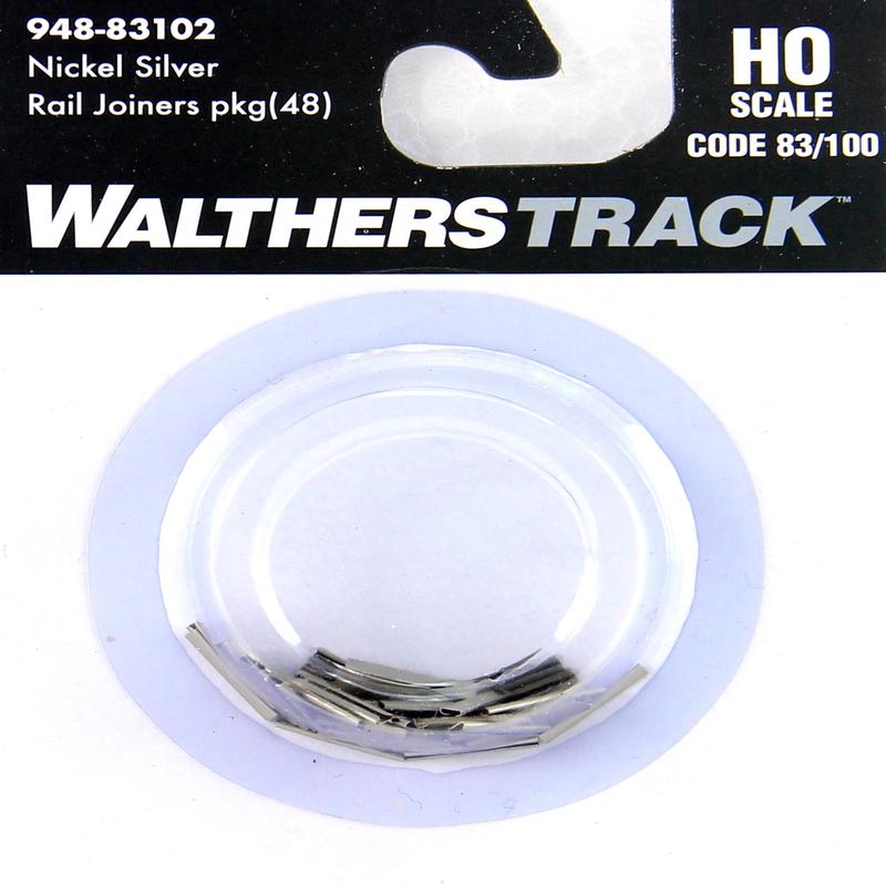 Walthers Track HO 948-83102 Nickel Silver Rail Joiners for Codes 83/100 Track (48)