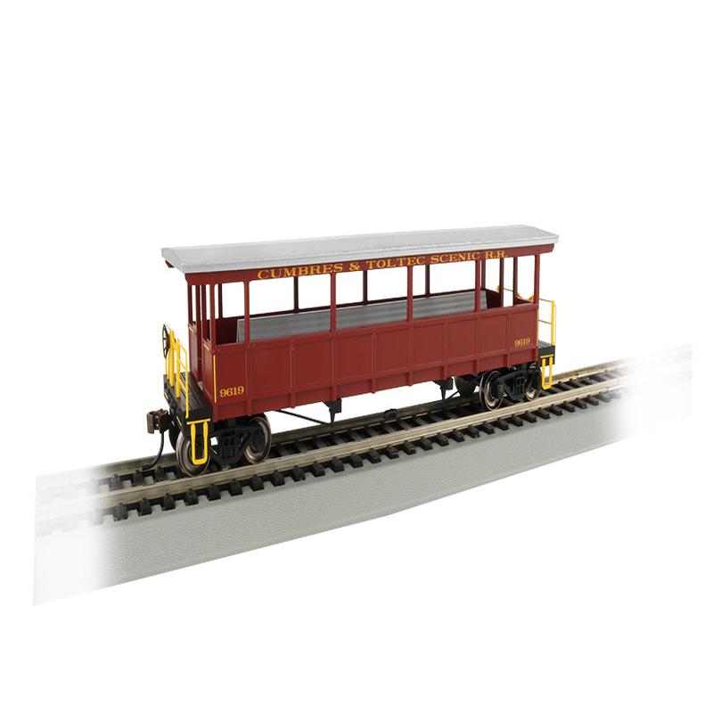 Bachmann Silver Series HO 17433 Open Sided Excursion Car, Cumbres and Toltec #9619