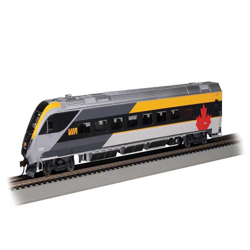 Bachmann Trains HO 74509 Siemens Venture Cab Car, VIA Version, Lights, VIA Rail Canada #2300 (gray, black, yellow)