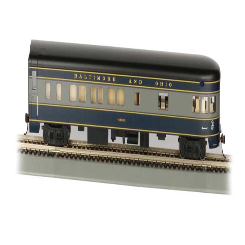 Bachmann Trains HO 14303 85\' Smooth-Side Observation with Lights, Baltimore & Ohio