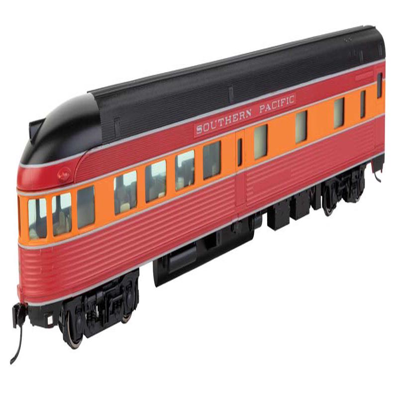 Walthers Mainline HO 910-30364 85\' Budd Observation, Ready To Run, Southern Pacific (Daylight, red, orange, black)