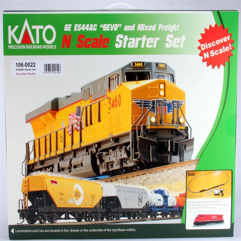 Kato N 1060022 GE ES44AC Gevo and Mixed Freight Starter Set, Canadian Pacific