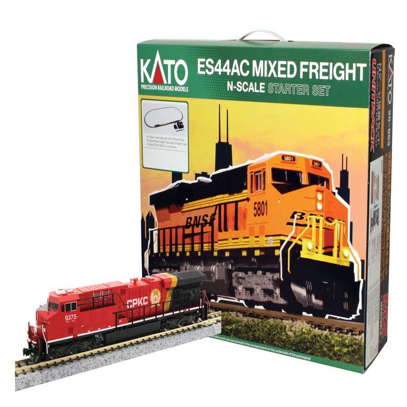 Kato N 1060027 GE ES44AC Gevo and Mixed Freight Starter Set, Canadian Pacific Kansas City