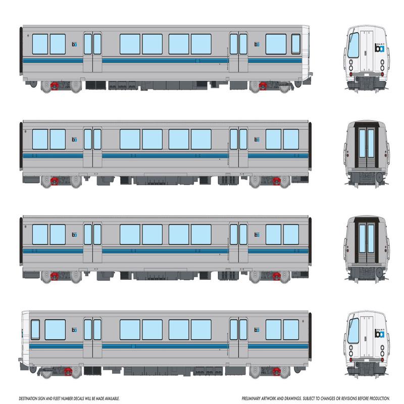 PREORDER Rapido HO 204506 BART C-B-B-C Car Transit Set, Bay Area Rapid Transit (4-Pack) (DCC & Sound Equipped)