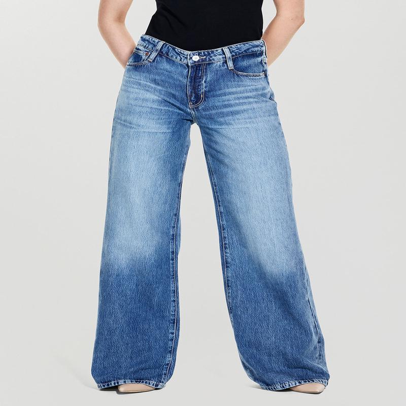 High-Rise Sexy Palazzo Jeans in Medium Wash