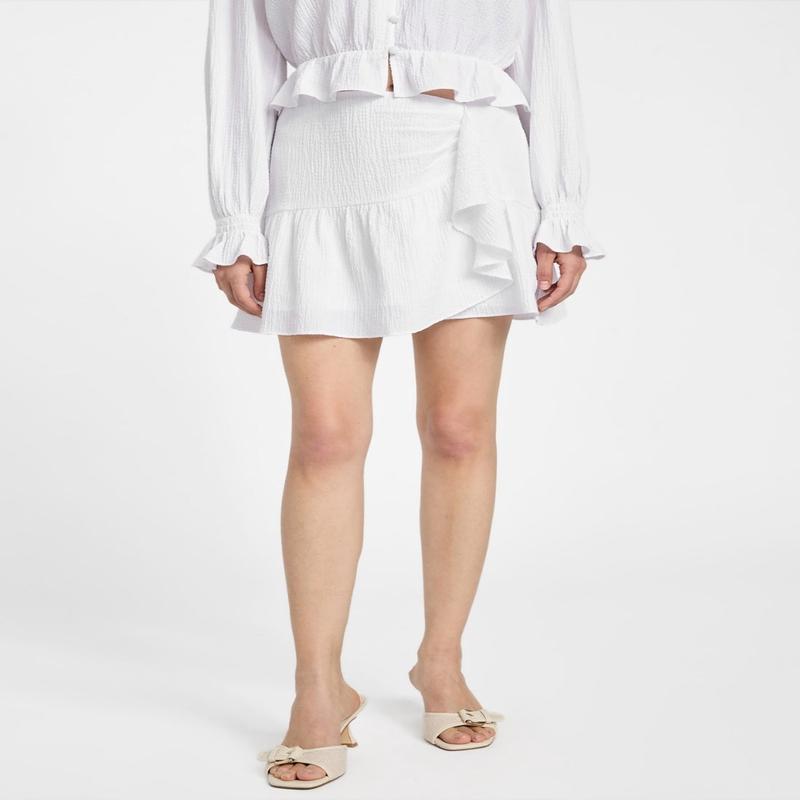 White Shaelo Gauze Mini Skirt