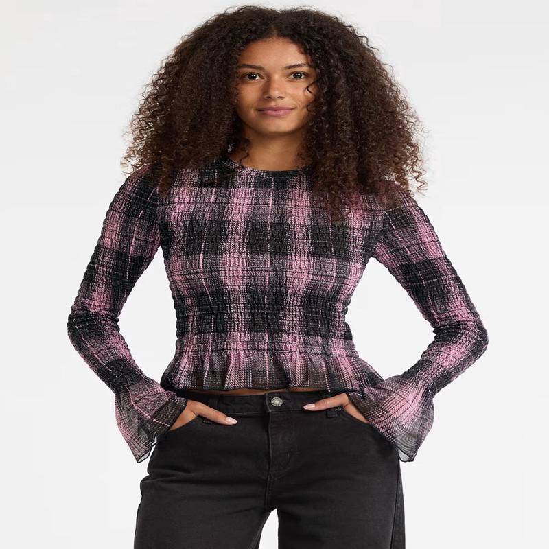 Originals Black Smocked Mesh Printed T-Shirt