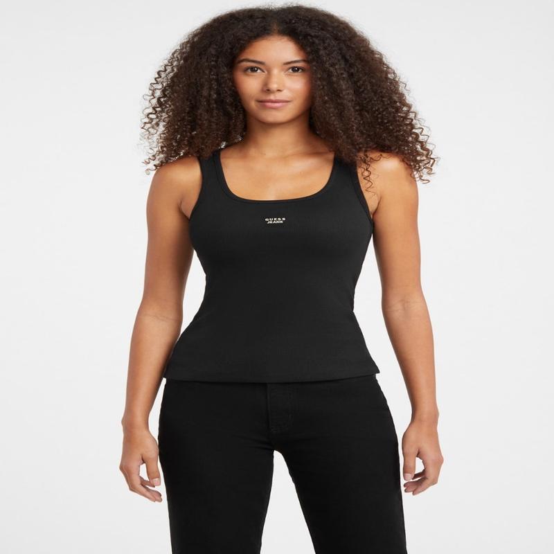 Jeans Black Slim Rib Tank Top