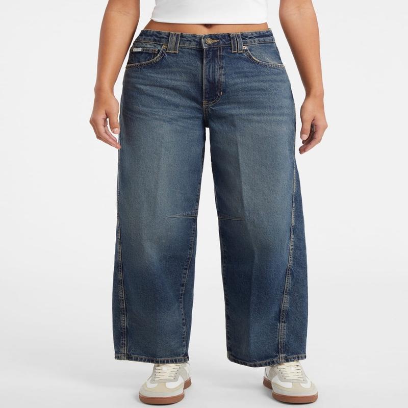 Jeans Mid-Rise Barrel Jeans in Dark Wash