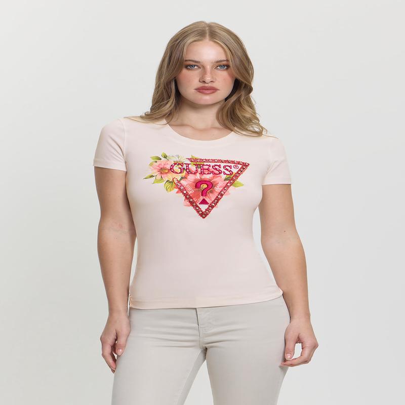 White Triangle Logo Beads T-Shirt
