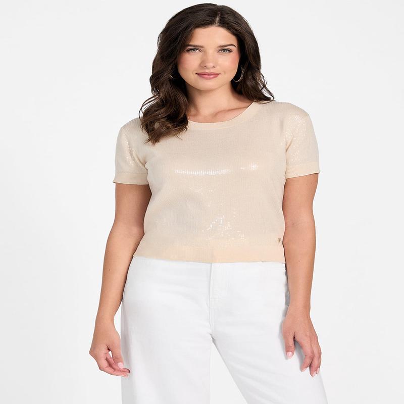 Beige Juniper Sequins Sweater