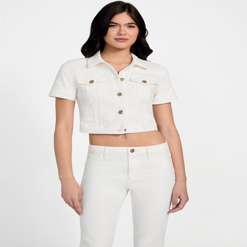 White Sexy Cropped Denim Jacket