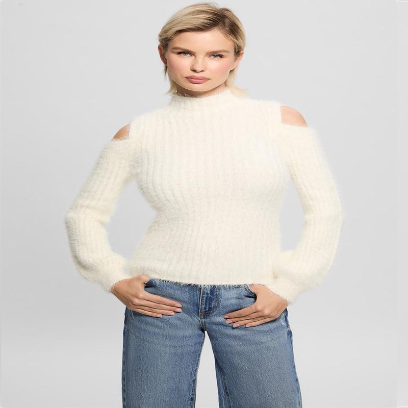 Beige Fuzzy Takara Knit Top