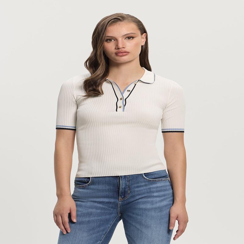 White Thalia Polo Neck Sweater