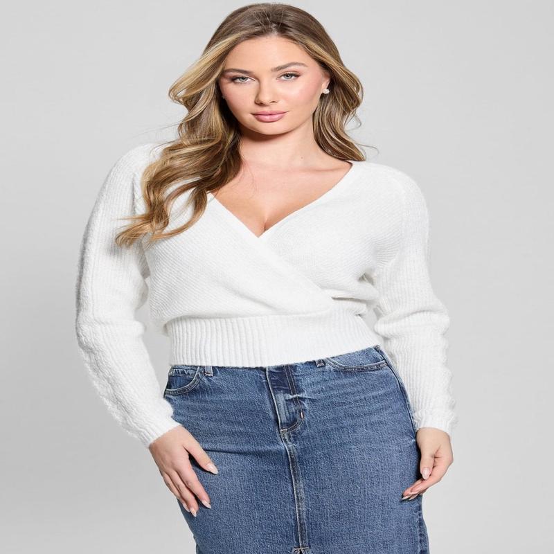 White Surplice Cable Kellie Sweater