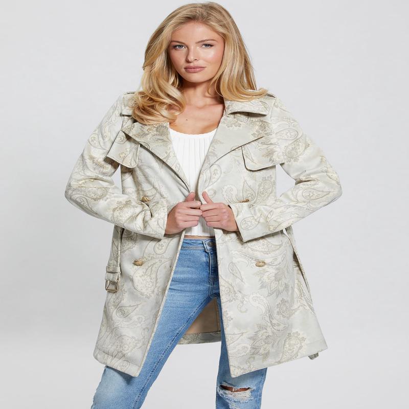 Beige Vilma Suede Trench Coat