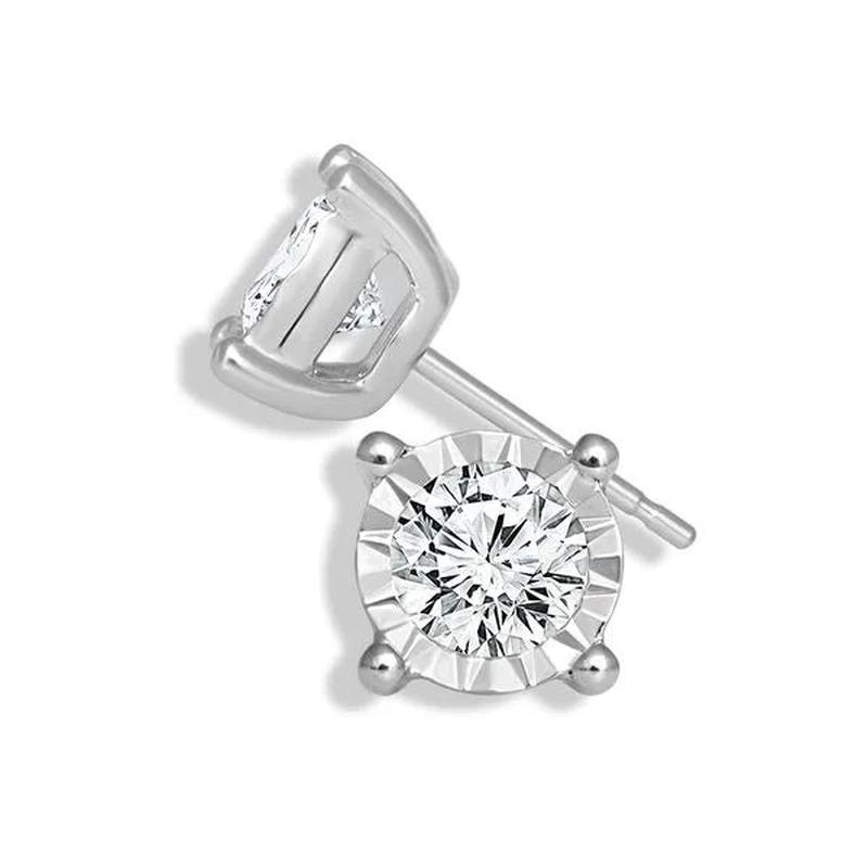 10K White Gold 1 ct Natural Diamond Stud Earrings - Default Title