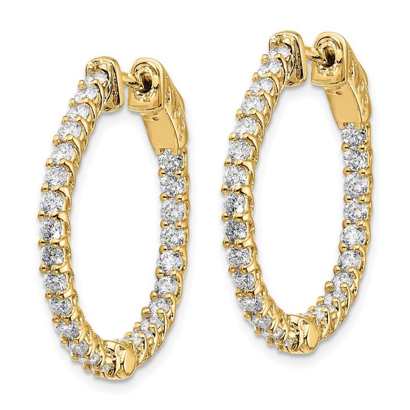 14k White Gold Diamond Hoop Earrings with Safety Clasp