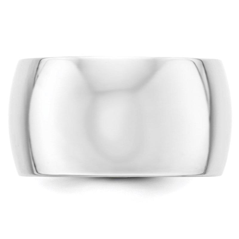 10k White Gold Half Round Wedding Band - Size 14