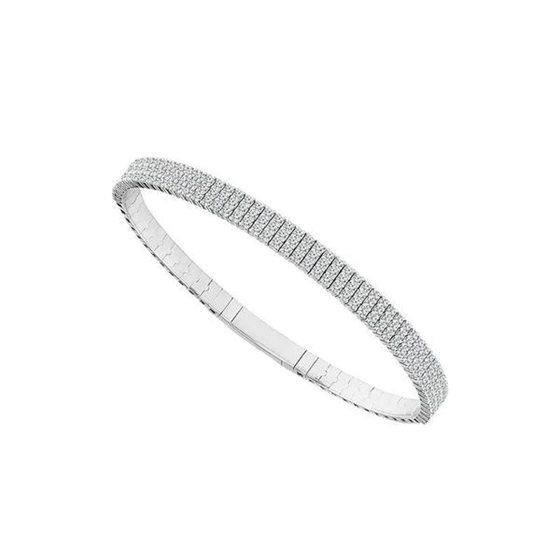 14K White Gold 1.50 ct. CVD Diamond Flexible Tennis Bangle - Default Title