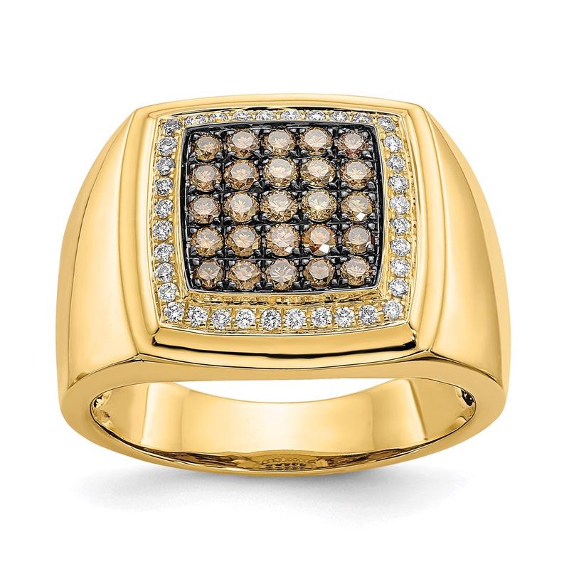 14k Champagne Gold and White Diamond Men\'s Band