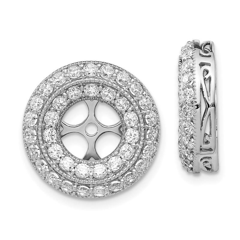 14k White Gold Diamond Double Circle Earring Jackets