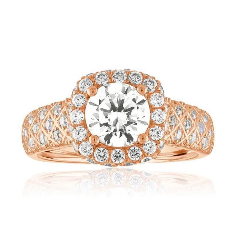 Imagine Bridal 14K Rose Gold Cushion Diamond Engagement Ring 0.80ct