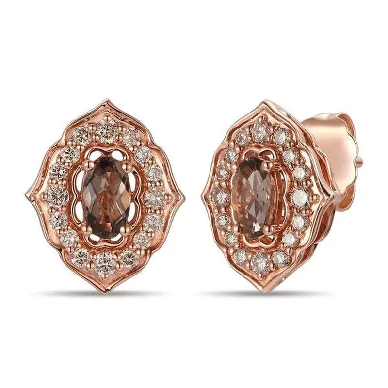 Le Vian 14K Strawberry Gold Chocolate Quartz Stud Earrings 0.52ct - Default Title