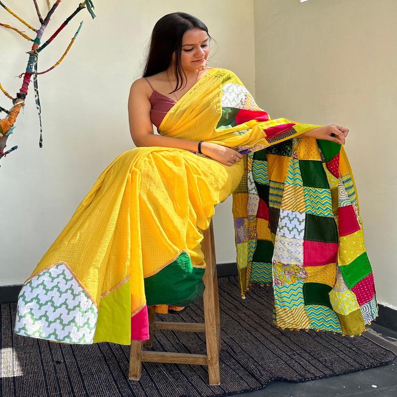  Kota Cotton Yellow Saree