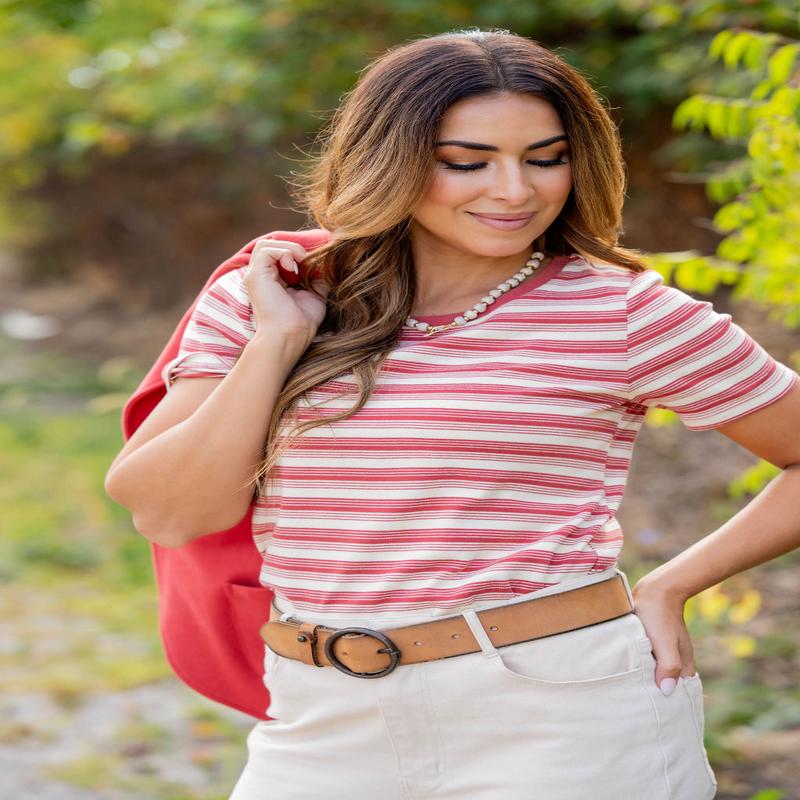 Assorted Stripes Solid Trim Tee